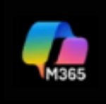 Microsoft 365 logo featuring a colorful ribbon and the text 'M365' on a black background.