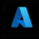 Blue gradient letter A logo on a black background.